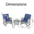 thumbnail image 7 of PARKWELL 3-Piece Wicker Rocking Chair with Side Table and Cushions - Outdoor Patio Bistro Set - Gray Wicker, Blue Cushions, 7 of 7