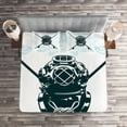 thumbnail image 2 of Ambesonne Underwater Quilted Coverlet 3 Pcs, Odd Myst Surf Sign, Queen Size, Dark Petrol Blue Blue, 2 of 2
