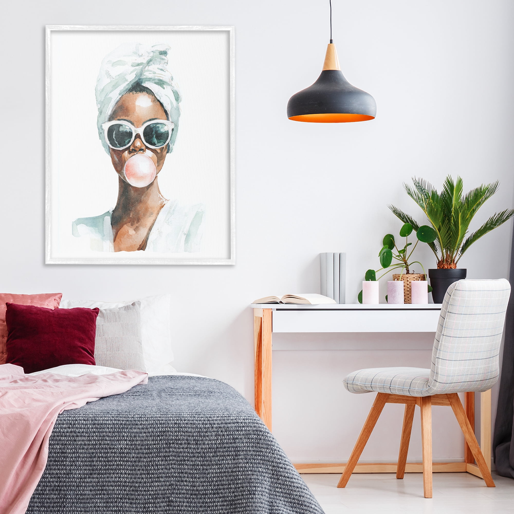 Stupell Industries Bubble Reverie Female White Framed Giclee Art, design by Svetlana Aleynikova