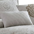 thumbnail image 3 of 10 Piece King Cotton Comforter Set with Textured Floral Print, Gray- Saltoro Sherpi, 3 of 5