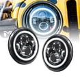 thumbnail image 1 of Universal 7" Round H4 45W LED Headlight Sealed Beam 2 pc Set [Plug & Play] [HALO Turn Signal & DRL] [H4 to H13 Adapter] - For Jeep, Harley Davidson Motorcycles, Land Cruiser & More - Cold White, 1 of 9