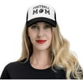 thumbnail image 6 of Football Mom Cute Trucker Hat Baseball Cap Men Mesh Ponytail Hat Women Dad Hat Adjustable Sun Hat Black, 6 of 8
