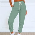 thumbnail image 2 of WTXUE Sweatpants, Scrub Pants Women's Solid Color Casual Sports Tie Up Waist with Sweater Material Pants, Slacks Pantalones De Mujer, Green1, 2 of 4