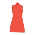 thumbnail image 2 of Vestido ajustado a escala 1/6, minivestido corto con cuello simulado, elegante vestido de verano en miniatura. Rojo anaranjado, 2 of 8