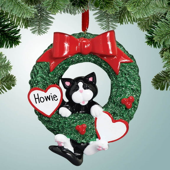 Black & White Hanging from Wreath - Personalized Christmas Ornament - Perfect Stocking Stuffer - Great Gift Ideas