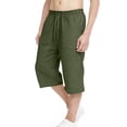 thumbnail image 3 of Gytharion Kids Capris for Boys Girls 4-15 Years, Summer Solid Elastic Waist Drawstring Cropped Pants Lightweight Casual Linen-Like Beach Capri Pants, 3 of 7