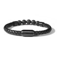 thumbnail image 4 of BUDALGA Mens Genuine Leather Bracelet, Braided Lava Rock Bead Bracelet with Stainless Steel Magnetic Clasp Mens Gifts for Men Boys Father, 4 of 8