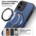 thumbnail image 3 of Allytechgroup Magnetic Case for iPhone 11, Built-in Invisible 360° Rotatable Kickstand, Compatible with MagSafe, PU Leather Slim Shockproof Protective Phone Case Cover, Blue, 3 of 7
