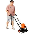 thumbnail image 4 of Deiokin 13.5AMP Electric Tiller, 18" Width 9" Depth Corded Garden Tiller with 24 Steel Tines, Adjustable Wheels, Overheat Protection for Lawn & Yard, 4 of 9