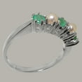 thumbnail image 3 of LBG British Made 10k White Gold Natural Green stone & Cultured Pearl Womens Eternity Ring - 33 size options - Size 7, 3 of 7