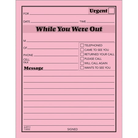 Phone Message Pad - TOPS, TOP3002P, While You Were Out Message Pads, 12 / Dozen, Pink