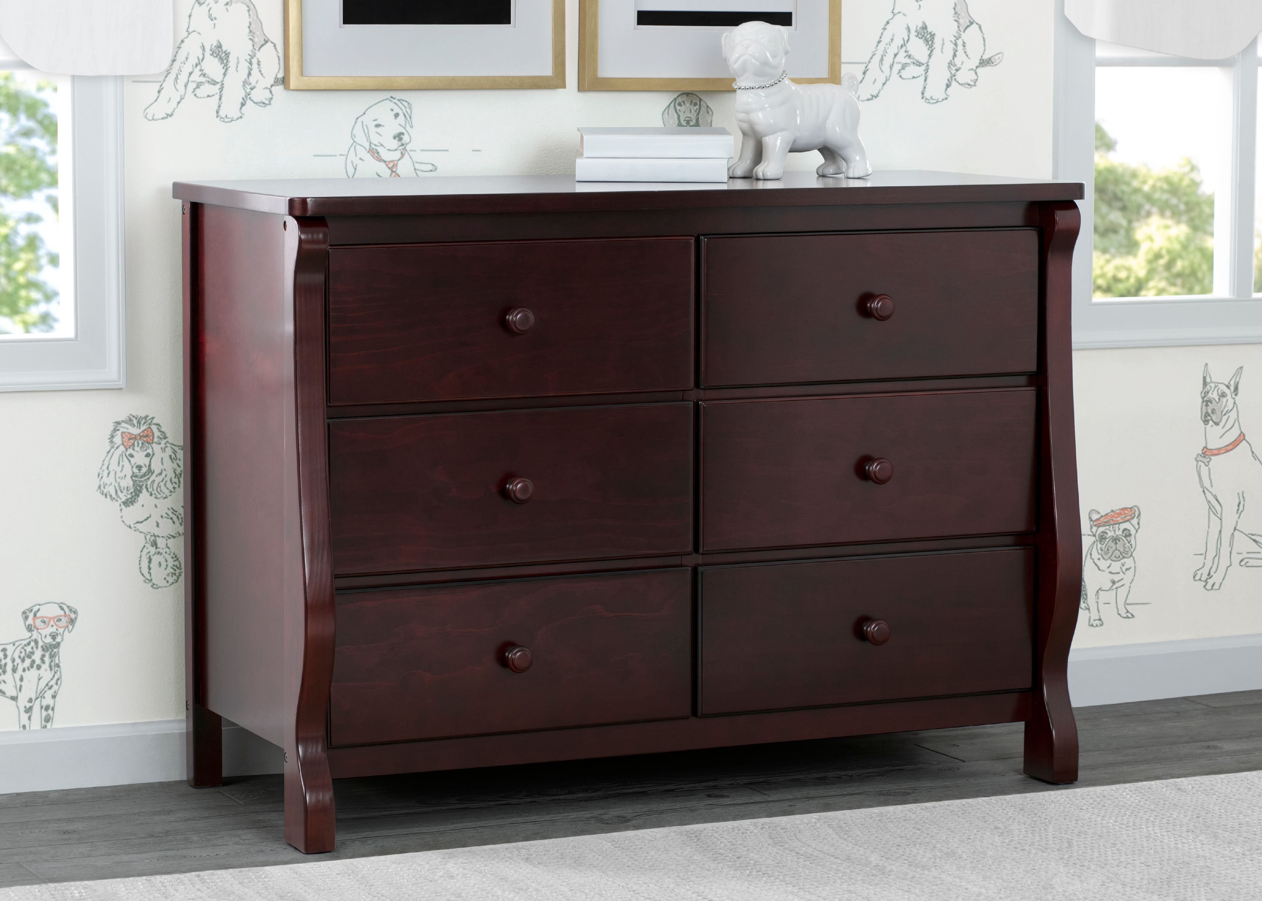 Delta Children Universal 6 Drawer Dresser, Greenguard Gold Certified, Espresso Cherry
