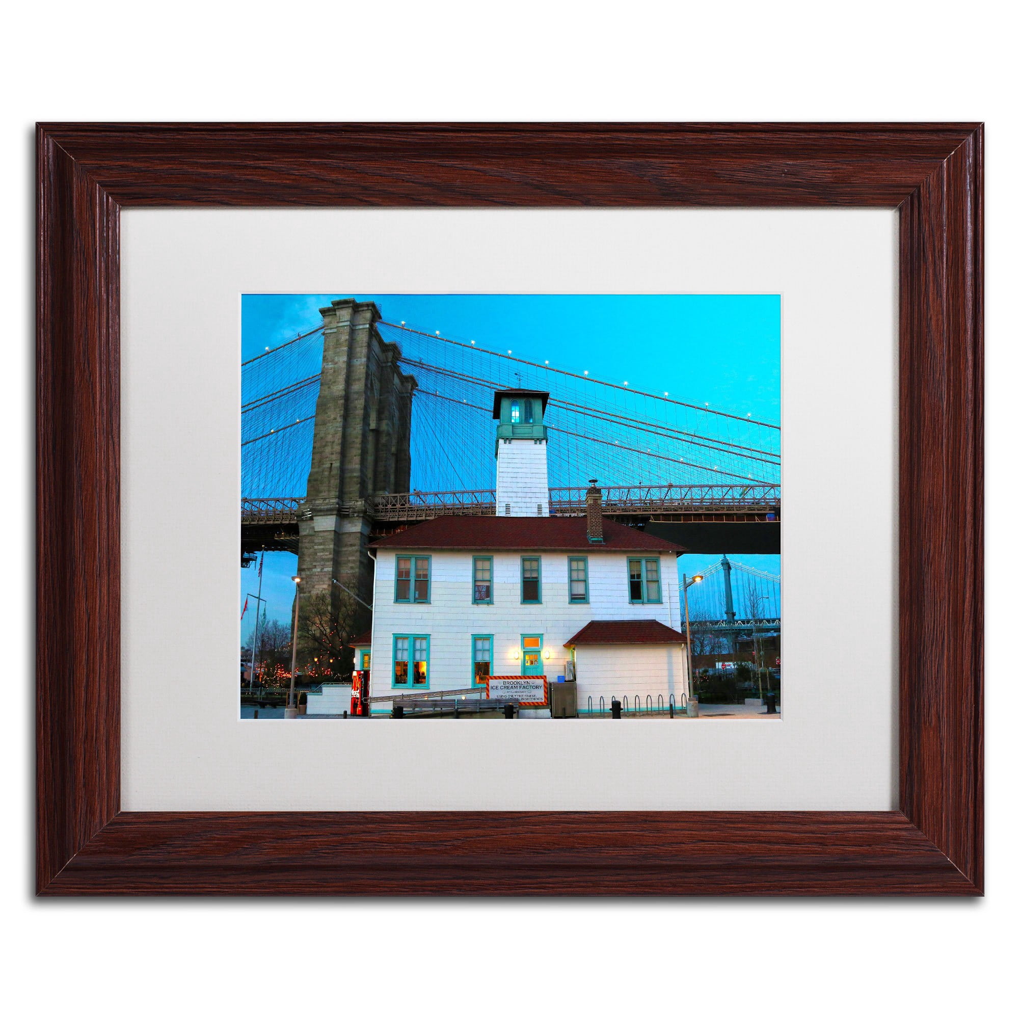 Trademark Fine Art "Brooklyn 1" Canvas Art by CATeyes, White Matte, Wood Frame