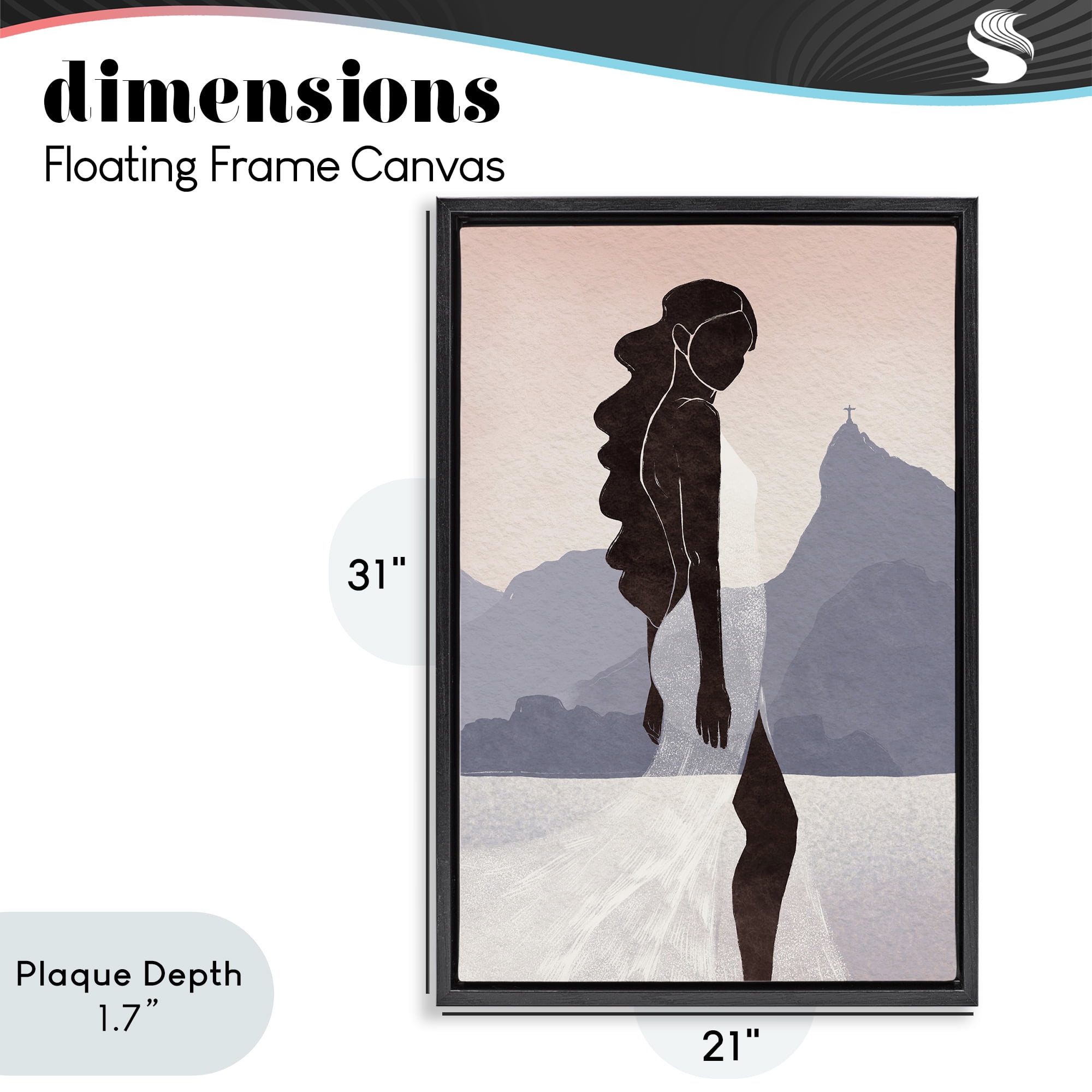 Stupell Industries Garota Silhouette Portrait Black Framed Floater Canvas Wall Art, design by Yuyu Pont