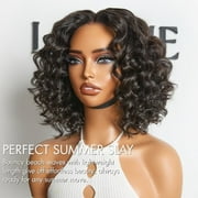 LUVME 12 Lightweight & Voluminous Beach Wave Glueless 13x4 Lace Front Short Wig Pre-Cut Lace for Women