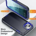 thumbnail image 4 of for iPhone 15 Ultra Slim Phone Case, Hybrid Hard PC Back + Silicone EVA Shockproof Protective Dustproof Non-Slip Heavy Duty Rugged Phone Case Cover for iPhone 15, Blue+Blue, 4 of 7