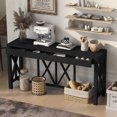 thumbnail image 3 of S-HOME Modern Design Acacia Veneer Console Table 60 Inch with 4 Drawers Farmhouse Entryway Table, for Living Room and Hallway, Black, 3 of 13