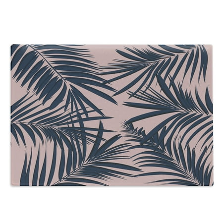 

Navy and Blush Cutting Board Summer Exotic Floral Tropical Palm Tree Leaf Banana Plant Hawaii Decorative Tempered Glass Cutting and Serving Board Large Size Night Blue Pale Pink by Ambesonne
