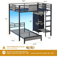 thumbnail image 2 of Twin Over Twin Size Bunk Bed with 8 Storage Drawers, Twin Metal Loft Bed with Led Lights & Storage Shelves, Metal Bunk Bed with 13.4" H Safety Guardrail & Ladder,Black &Gray, 2 of 8