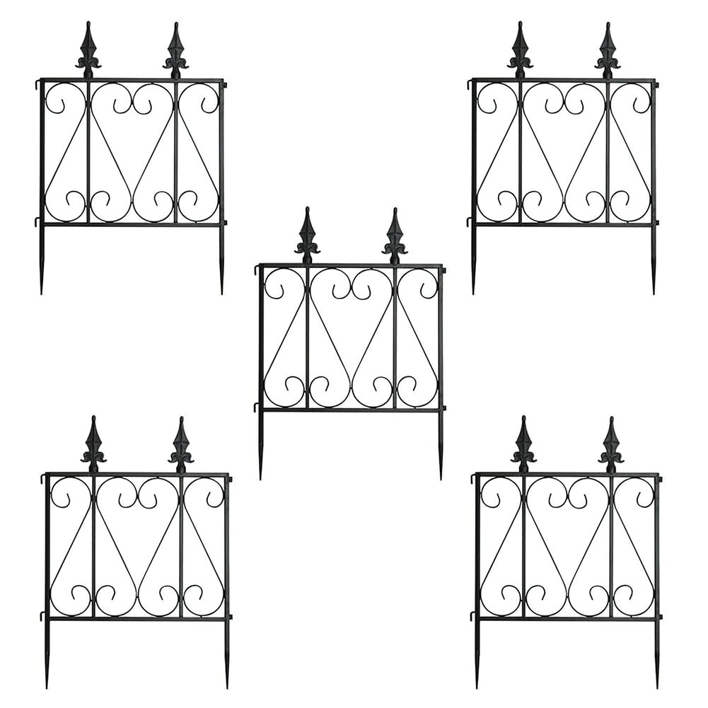 Kadyn Garden fence Set Of 5, Rust-Proof Metal Wire Fence, Folding Iron Wire Fence for Patio, Black Kadyn Garden fence Set Of 5, Rust-Proof Metal Wire Fence, Folding Iron Wire Fence for Patio, Black