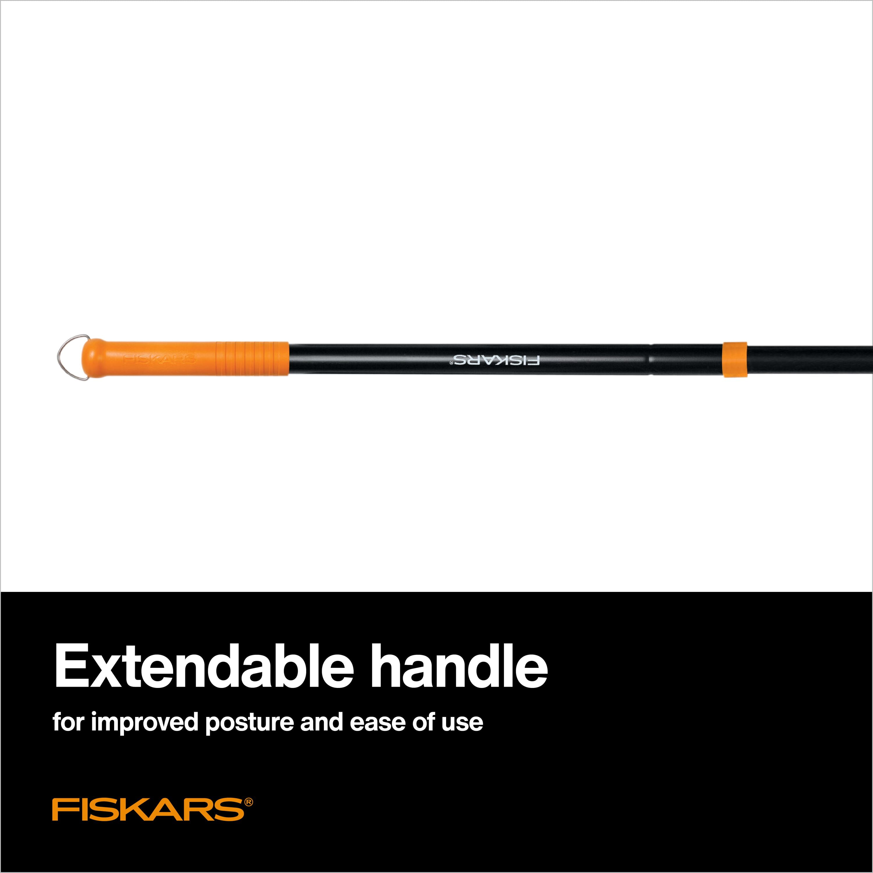 Fiskars Steel Rotary Cultivator Garden Tool with Extendable Handle, Black and Orange, 1 Count