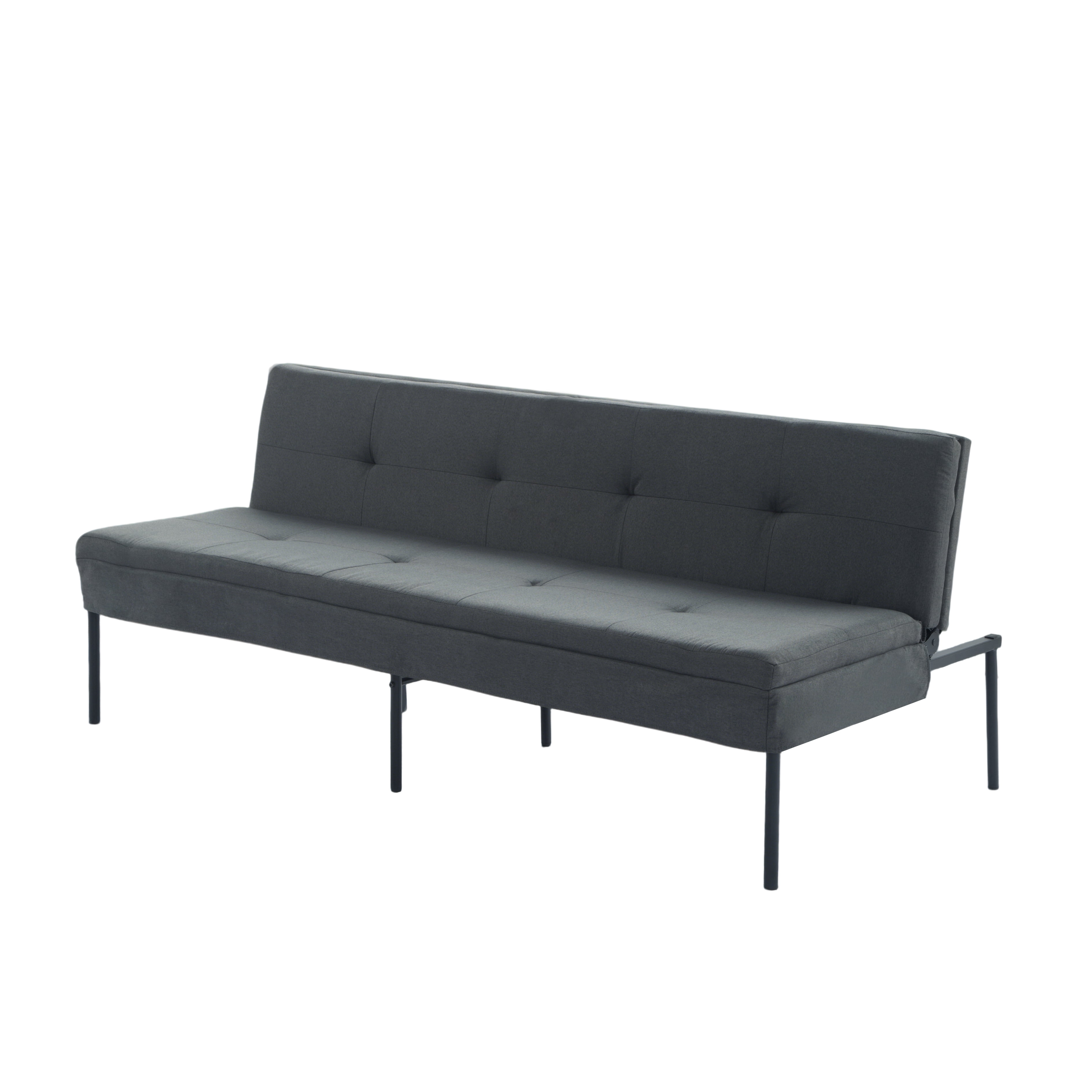 BSHTI 69.88" Futon Sofa Bed with 5 Adjustable Positions – Polyester Fabric Convertible Sleeper Couch with Iron Frame, Clean-Lined Modern Design for Living Room, Apartment, Office, Dormitory,Dark Gray