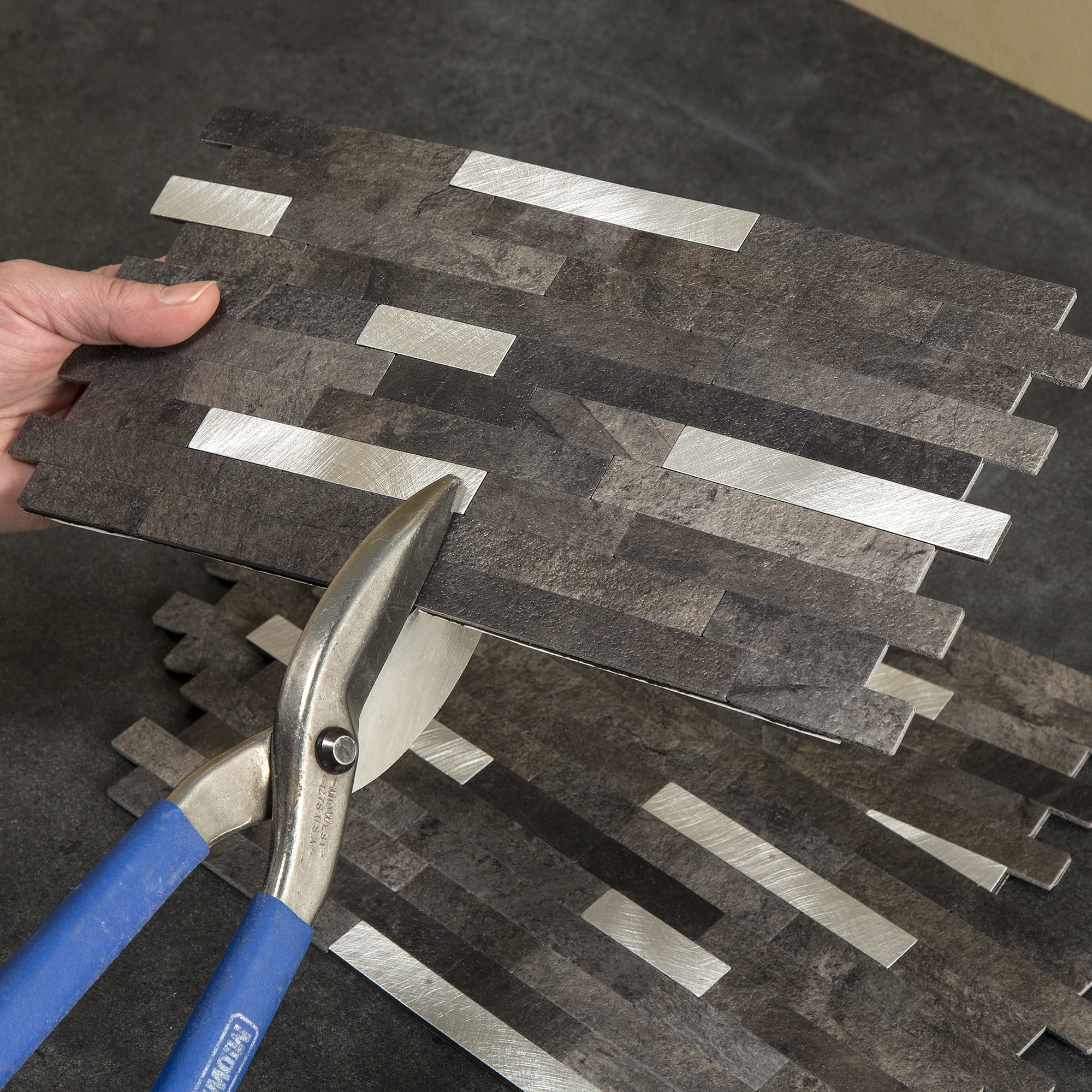 Aspect Collage 12in x 5.8in Peel and Stick Backsplash in Oyster 15 Sq Ft Kit