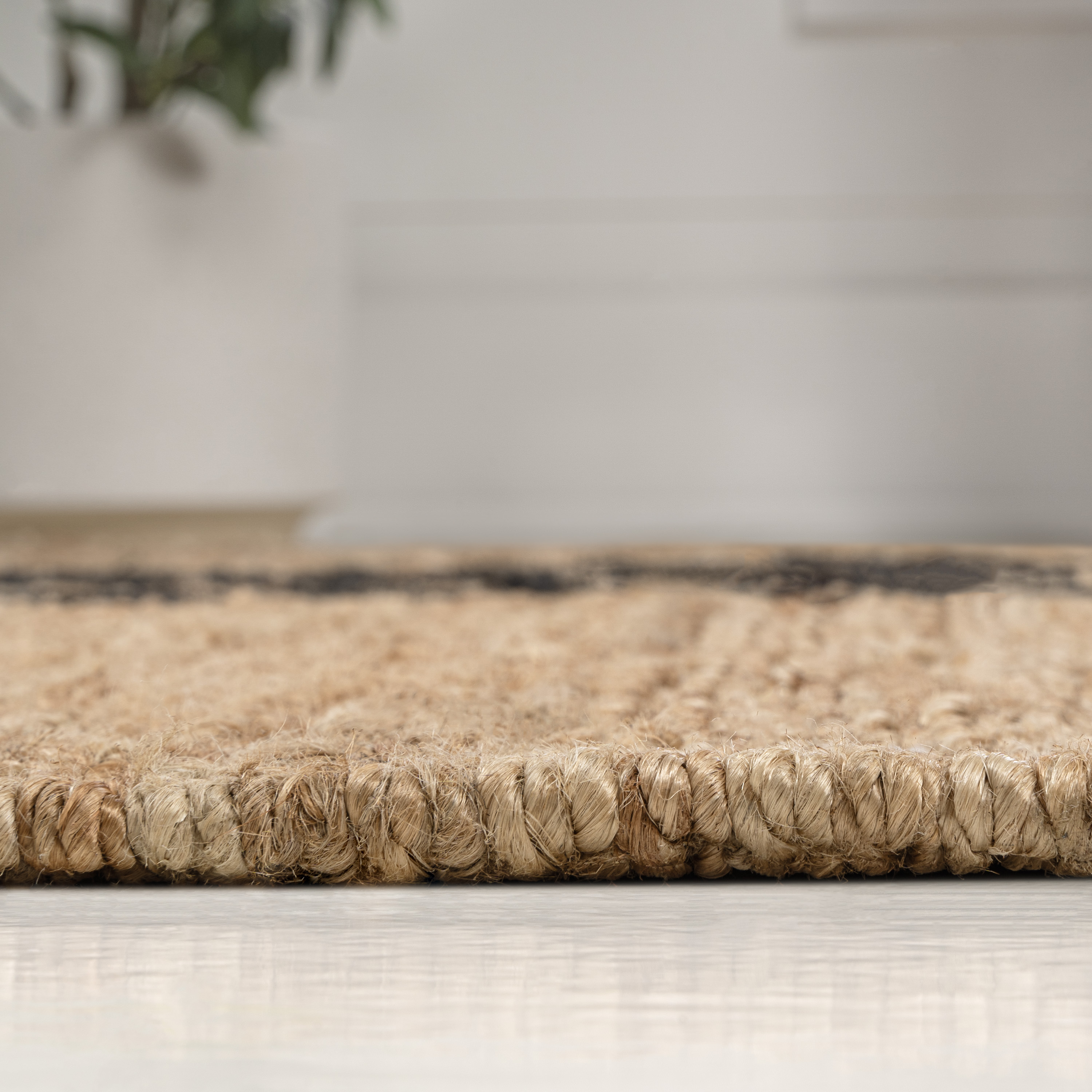 JONATHAN Y NATURAL FIBER 5 x 8 Area Rug, Olivier Rustic Stripe Jute - Natural/Black, NRF200A-5