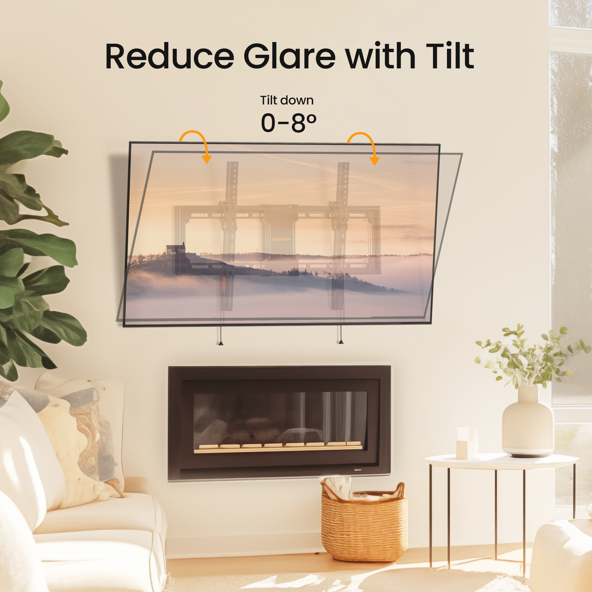 Tilting TV Wall Mount Bracket for 37-84 inch Flat Screen LED, LCD, Curved TVs, Low Profile TV Mount Max 600x400mm, Holds up to 132 lbs