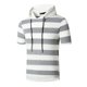 thumbnail image 4 of Ceisia Men's Striped Hooded Short Sleeve Top Summer Muscle Fit Casual Hoodie T-Shirt with Contrast Stripes Gray XXL Gifts, 4 of 4