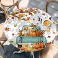 thumbnail image 2 of Thanksgiving Round Tablecloth, Fitted Table Cover with Elastic for 45"-54" Round Tables, Farmhouse Fall Truck Maple Leaf Pumpkin Table Cloth Outdoor Indoor Dinning Party Waterproof Tablecloths, 2 of 7