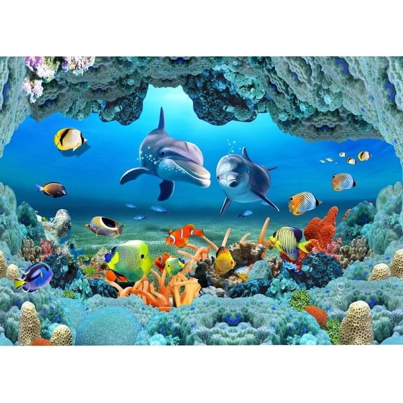 1000 Piece Jigsaw Puzzle for Adults - Enchanting Underwater World with Dolphins & Tropical Fish, Large Ocean Art for Home Decor (27.5x19.7 In)