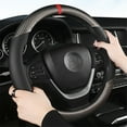 thumbnail image 2 of XUKEY Car Steering Wheel Cover Universal  Anti-slip Carbon Fiber Leather Black, 2 of 9