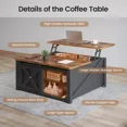thumbnail image 4 of Mesa de centro elevable con almacenamiento, mesa de centro cuadrada con compartimento de almacenamiento oculto y estantes ajustables para sala de estar, 4 of 4