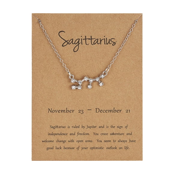 CIMAXIC Birthday 12 Constellation Pendant Rhinestone Necklace Horoscope Astrology Chain Jewelry with Paper Birthday Gift for Women (Silver, Sagittarius),18.5"X0.71"X0.2"