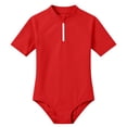 thumbnail image 3 of Girl Swimsuit Rash Guard Swimsuits Short Sleeve Zipper Bathing Suit Swim Suits Girls 14-15 Years, 3 of 5