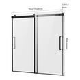 thumbnail image 5 of KFFKFF Unframed Sliding Bath Enclosure, Dimensions 56-60 in.W x 60 in.H, Unframed Glass Shower Door, Dual Sliding Tub Door with 5/16 in Transparent Tempered Glass and Stainless Steel Grip, Black, 5 of 9