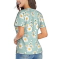 thumbnail image 3 of Xecao Floral Daisy for Women's V-Neck T-Shirts-Elegant Half-Sleeve Tops Perfect for Summer-X-Large, 3 of 5