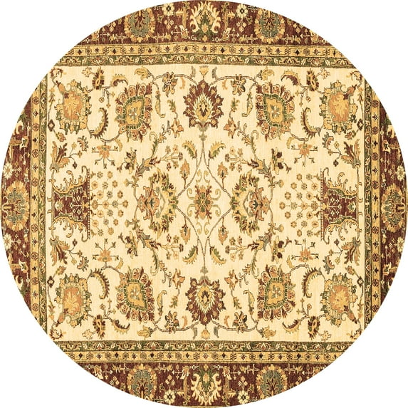 Ahgly Company Indoor Round Abstract Brown Modern Area Rugs, 4' Round