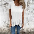 thumbnail image 2 of Wlynlyn Womens Tops Short Sleeve Shirts Scoop Neck T Shirts Ruffle Hem Dressy Casual Blouses XL, 2 of 9