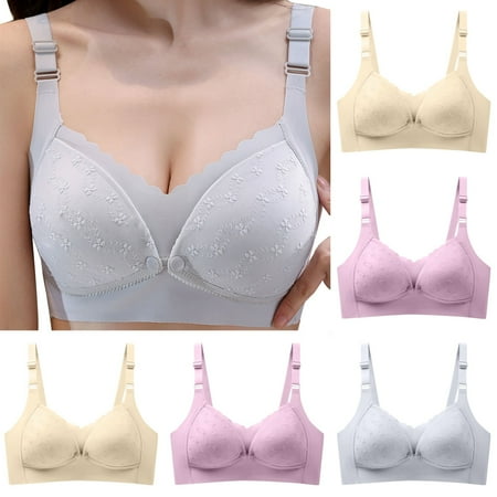CFLVAEK Cotton Nursing Bras for Women Supportive Wirefree Maternity Bra Breathable Full Coverage Pregnancy Bras Lightly Button Front Closure Nursing Bra Khaki L