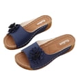 thumbnail image 7 of Fnooota Womens Comfort Sandals, Vacation Casual Slip On Open Toe Wedge Sandals Blue Size 7, 7 of 7