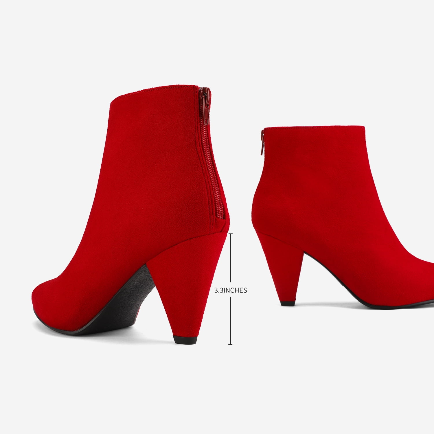 Red suede ankle hot sale boots low heel