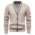 thumbnail image 2 of GBSYEWXS Men Pullover Sweaters Outwear Long Sleeve V-Neck Cardigan Solid Color Autumn Beige Sweater, 2 of 6
