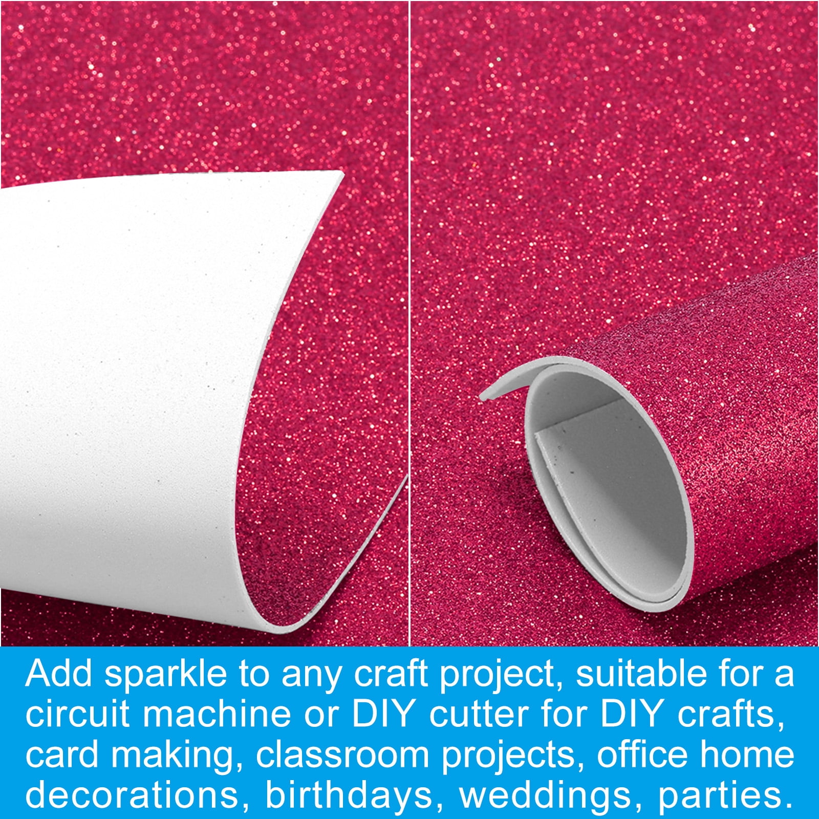 Uxcell 2mm(1/10") Thick Adhesive Glitter Foam Sheet 16x24inch(40x60cm) Wine Red, EVA Shiny Foam Board for Craft, 6 Pcs
