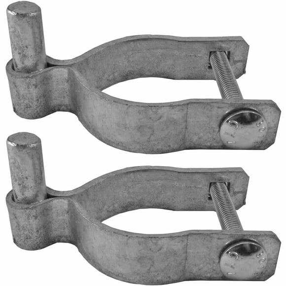 2-7/8"" Chain Link Fence Gate Post Hinge - Use For 2-7/8"" Outside Diameter Post/Pipe - Galvanized Chain Link Post Gate Hinge - Nut/Bolt Included For Hinge (2 Pack)