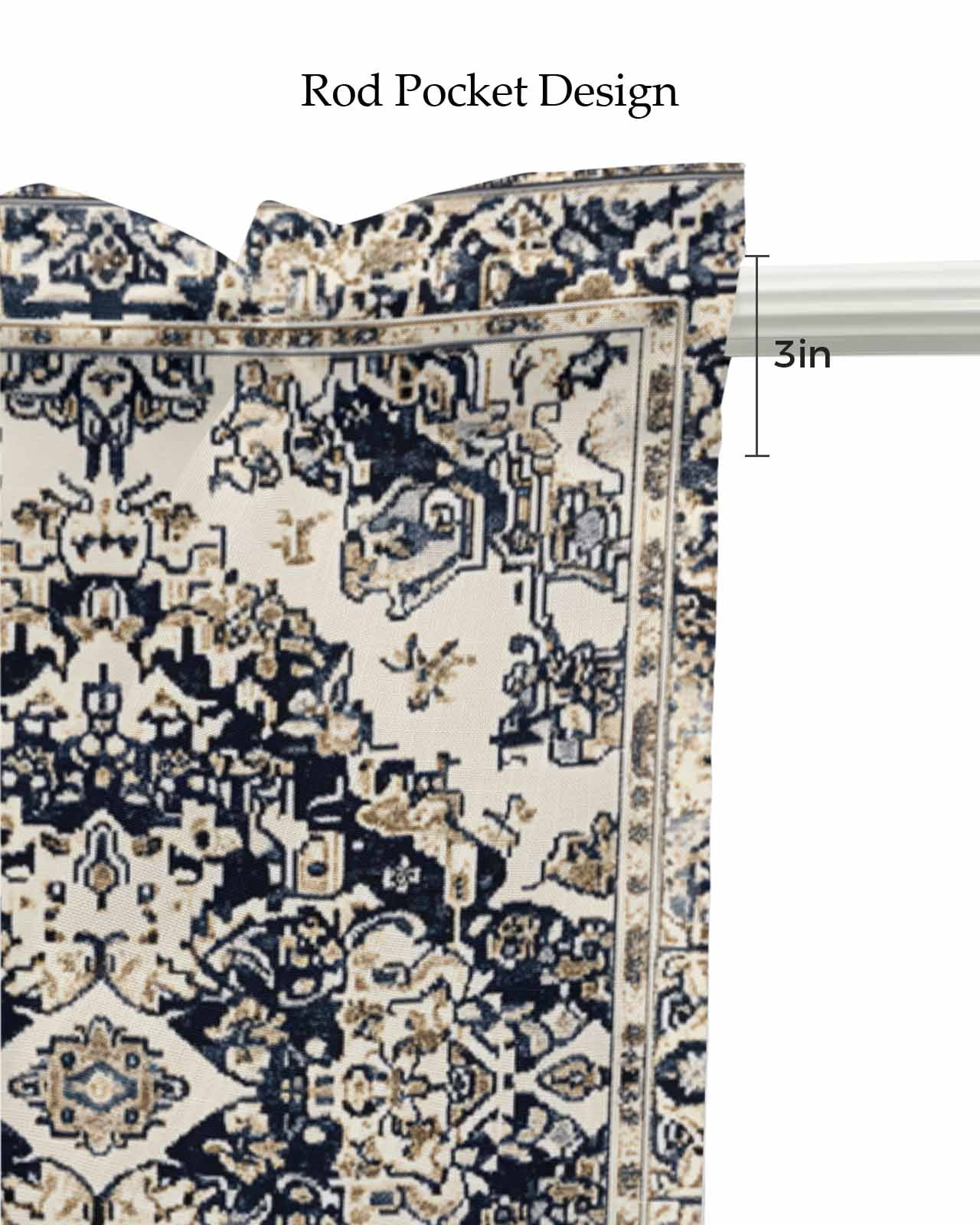 Black White Boho Kitchen Valances for Windows Farmhouse Linen Window Valance Curtain for Living Room Window Treatment Vintage Ethnic Tribe Abstract Art Valance Rod Pocket Topper Drape, 42 x 18 Inch