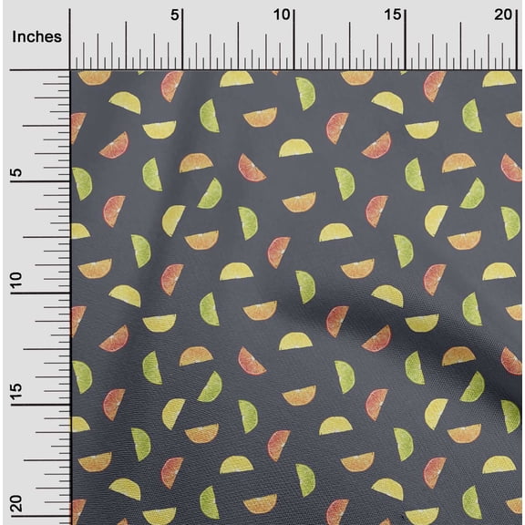 oneOone Cotton Flex Fabric Lemon Slice Vegetable Print Sewing Fabric BTY 40 Inch Wide