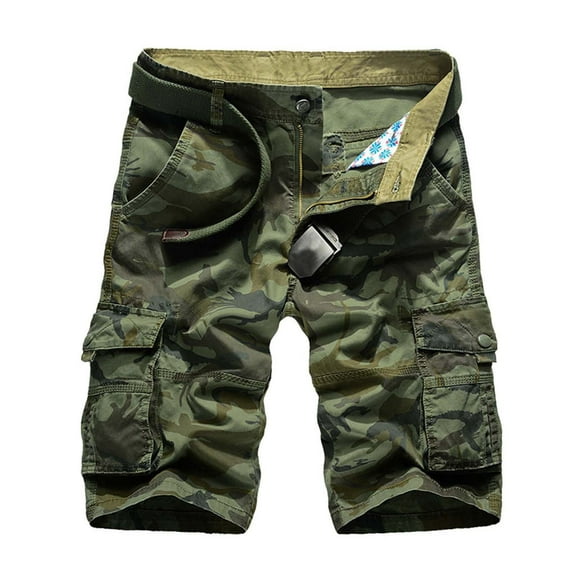 ZMHEGW Pants Men Male Mid Waist Pant Short Cargo Pant Camouflage Pocket Zipper Fly Shorts Trousers