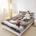 thumbnail image 4 of Feelyou Christmas Snowman Queen Sheet Sets, Cartoon Red Bird Flat Sheet, Vintage Farmhouse Cabin Queen Fitted Sheet, Microfiber Bedroom Decor, 4-Piece, 4 of 7